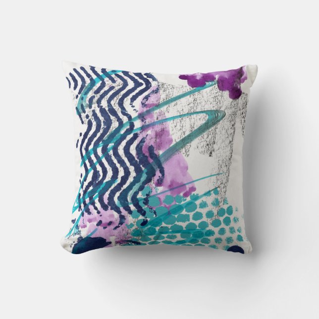 Coussin Graffiti moderne Abstrait Art Turquoise violet (Recto)