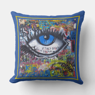 Coussin Graffiti moderne oeil bleu-mal