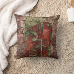 Coussin Graffiti peint Grunge Automne Rouge Vert rouille