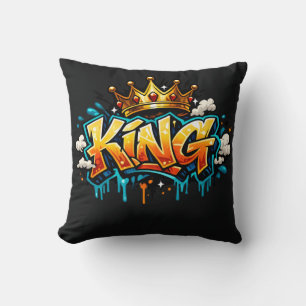 Coussin Graffiti Roi Couronné de la Rue