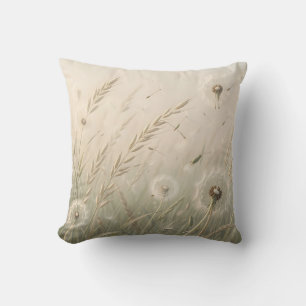 Coussin Graines de Pissenlit Rêveuses Soufflées par le Ven