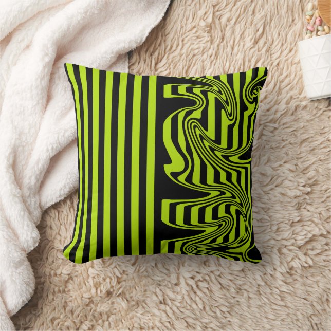 Coussin Graines et torrents - Lime vert et noir (Couverture)