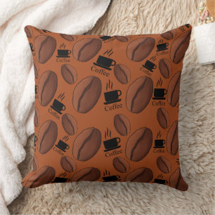 Coussin Grains de café et tasses noires