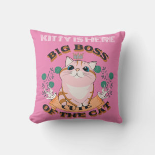 COUSSIN GRAND BOSS CUTE CAT PERSONNALISER NOM PERSONNALISÉ