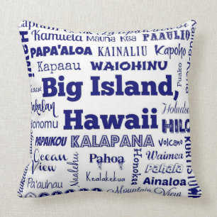 Coussin Grand carreau de typographie d'Hawaï d'île