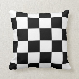 Coussin Grand Checkered - noir et blanc