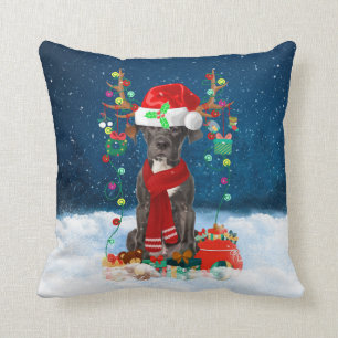 Coussin Grand chien Danois avec cadeaux de Noël