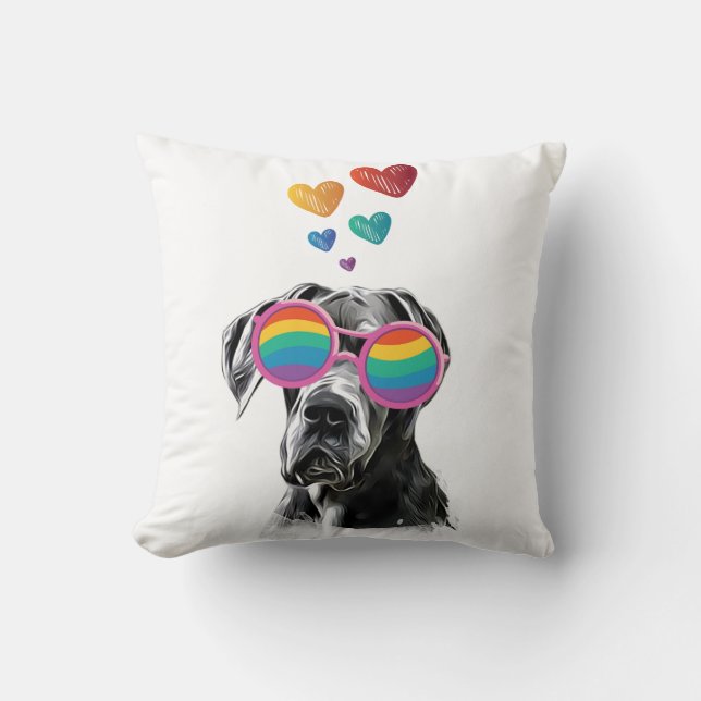 Coussin Grand chien Danse avec Coeurs Saint-Valentin (Recto)