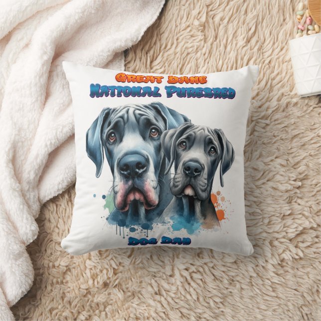Coussin Grand Dane Day pour le Chien Purebred National ! (Couverture)