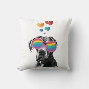 Coussin Grand Danois avec coeurs Tapis de la Saint-Valenti