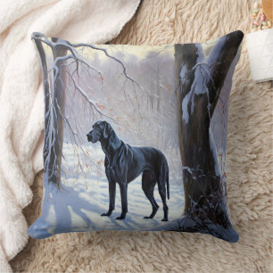 Coussin Grand Danois Laissez Tomber la Neige Noël