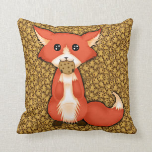 Coussin Grand Fox observé mignon mangeant un biscuit