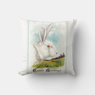 Coussin Grand lapin blanc vintage de Pâques