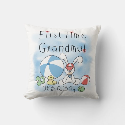 Coussin Grand-maman de première fois des cadeaux de garçon (Recto)