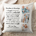 Coussin Grand-mère Grand-père Poème personnalisé 3 grands-<br><div class="desc">Célébrez vos grands-parents avec un coussin photo-collage personnalisé. Ces grands-parents uniques citent le coussin est le cadeau parfait que ce soit un anniversaire, un grand-parents jour ou Noël. Nous espérons que votre coussin de gardien spécial deviendra un gardien précieux pour les années à venir. . Citation "Nous avons embrassé ce...</div>