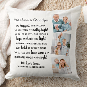 Coussin Grand-mère Grand-père Poème personnalisé 3 grands-
