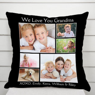 Coussin Grand-mère Nous t'aimons Photo Noire