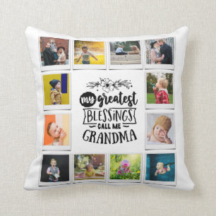 Coussin Grand-mère Petits-enfants Plus grand don photo col