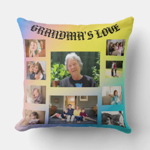 Coussin Grand-mère's Love 10 Photos Bleu jaune rose