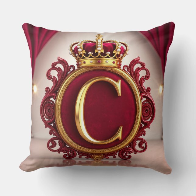 Coussin Grand monogramme C sur velours rouge (Recto)