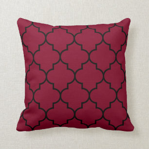 Coussin Grand noir sur l'arrière - plan Quatrefoil de