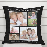 Coussin Grand-parents Aimer Photo Personnalisée Noir<br><div class="desc">Célébrez les meilleurs grands-parents de l'histoire avec ce coussin photo noir personnalisé avec un collage photo de 6 de leurs petits-enfants, membres de la famille, animaux domestiques, etc, "Je t'aime" ou "Nous t'aimons", et comment ils sont adressés, par exemple "Grand-mère et grand-père", "Maman & Pop Pop", etc. Vous pouvez également...</div>