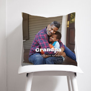 Coussin Grand-père   Boho Texte superposé avec deux photos