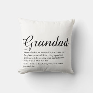 Coussin Grand-père, Grandad, Papa Définition Script modern