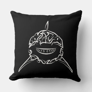 Coussin Grand requin blanc de la tribu noire et blanche