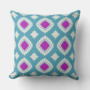 Coussin Grand rose bleu géométrique