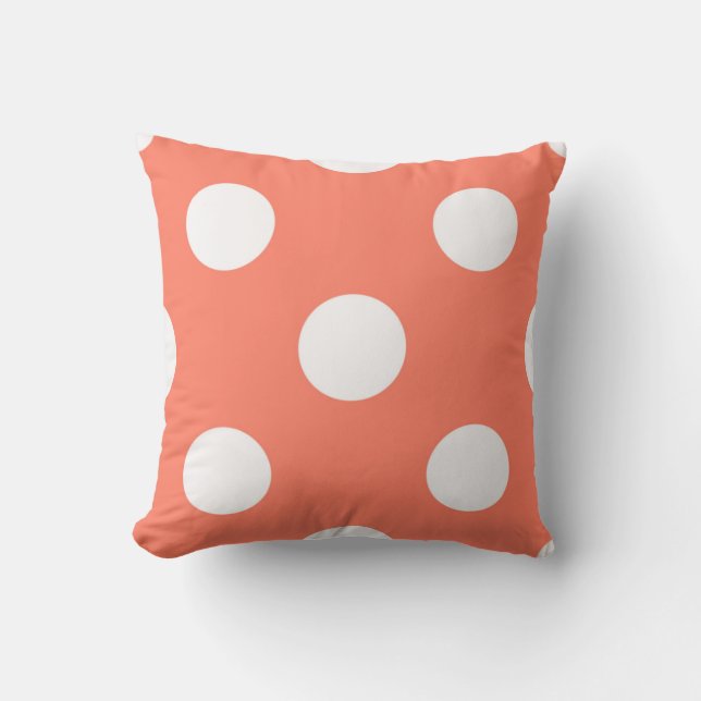 Coussin Grande conception de rose saumoné de pois (Recto)