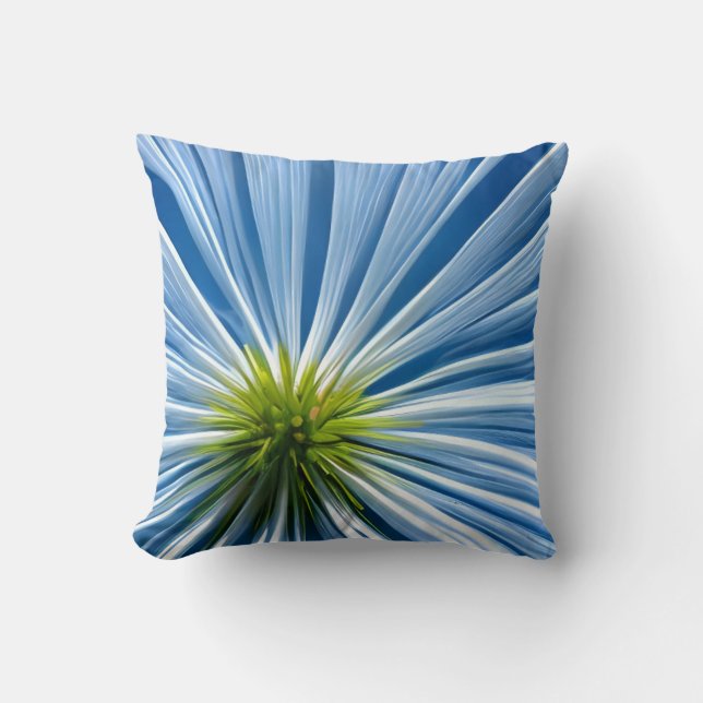 Coussin grande fleur blanche avec ciel bleu (Recto)