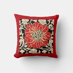 Coussin Grande Fleur Rouge Art Nouveau