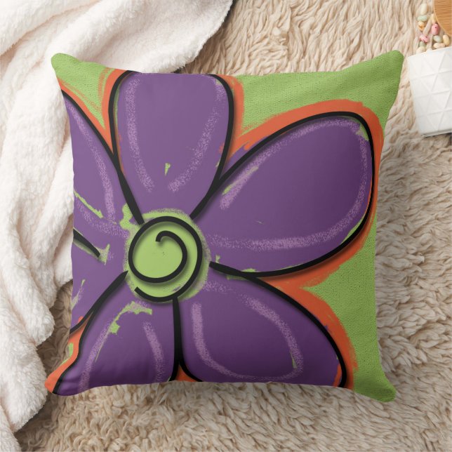 Coussin Grande Fun Purple Fleur Peint (Couverture)