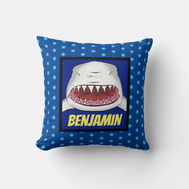 Coussin Grande illustration de requin blanc (Recto)
