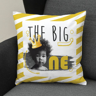 Coussin GRANDE photo Personnalisée Noir Blanc Jaune