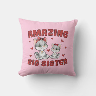 Coussin Grande Soeur Extraordinaire - Chats Kitty Coeurs r
