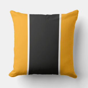 Coussin Grandes Blances Noires Modernes Sur Orange Jaune C