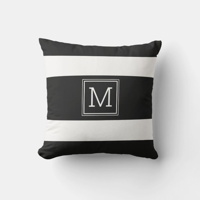 Coussin Grandes Blancs Et Noires Monogrammes Modernes Simp (Recto)