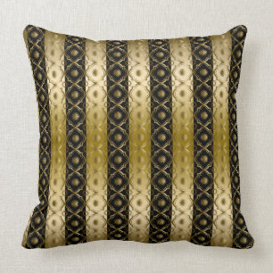 Coussin Grandes et bandes noires Or et Quatrefoil