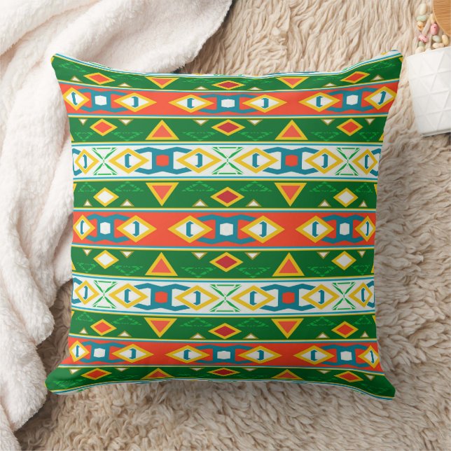 Coussin Grandes et formes géométriques vert orange blanc (Couverture)