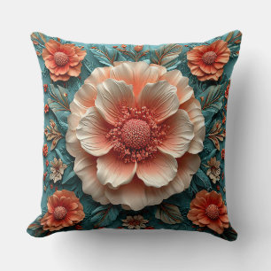 Coussin Grandes fleurs de corail