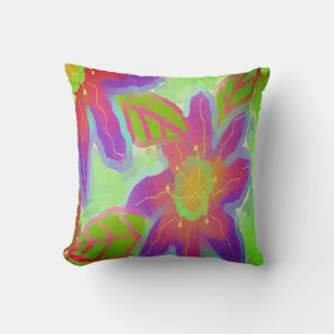 Coussin Grandes fleurs roses Art Abstrait