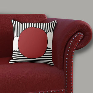 Coussin Grandes noires et blanches modernes Point rouge