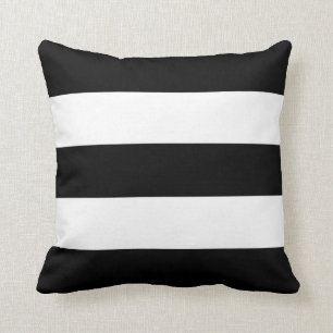 Coussin Grandes Rayures Noires et Blanches