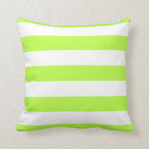 Coussin Grandes rayures vert citron et blanc