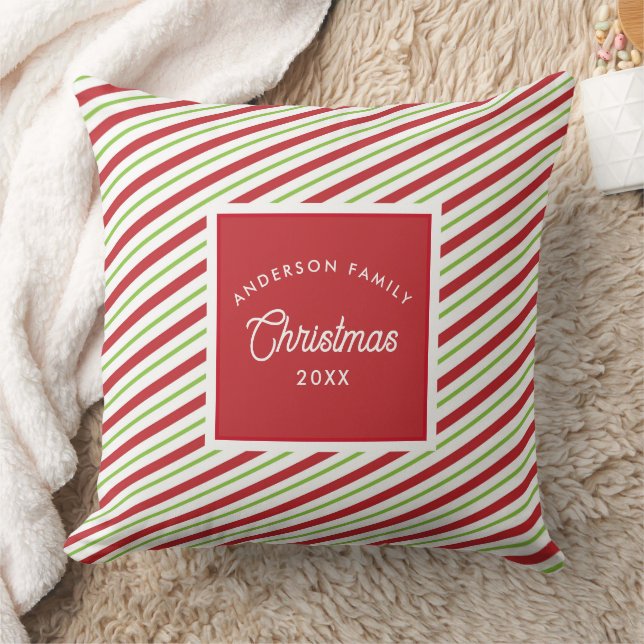 Coussin Grandes vacances diagonales rouges et vertes (Couverture)