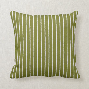 Coussin Grandes vertes et blanches d'olive avec lignes in