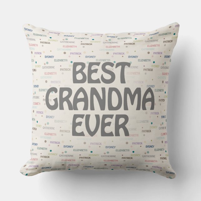 Coussin Grandma Cadeaux Grandchildren 3-4 Noms (Recto)