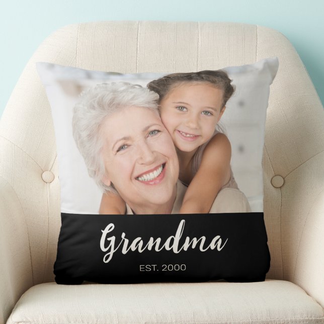 Coussin Grandma Established Modern Script Photo (Créateur téléchargé)